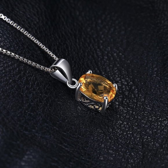 💛 1.77ct Citrine Pendant - 925 Sterling Silver - Picture 2 of 7